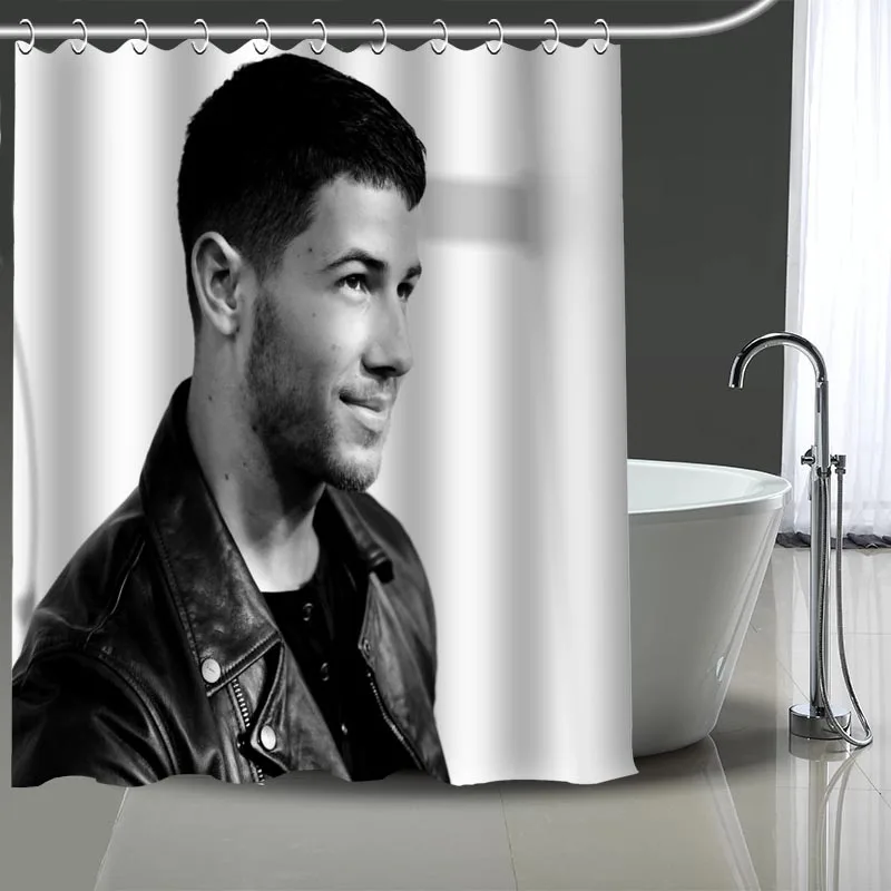 

High Quality Nick Jonas Printing Shower Curtain Waterproof Curtains Bathroom Decor with Hooks Custom your image More size