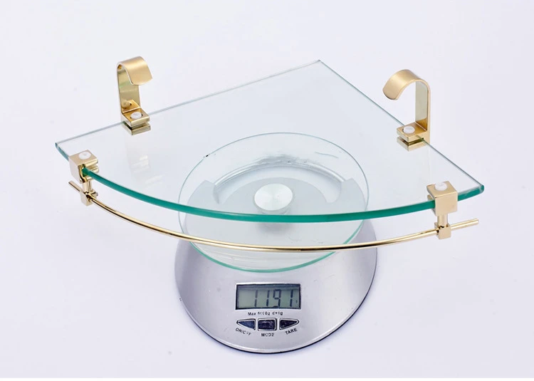 Gold Brass Corner Shelf Wall Mounted Bathroom Accessories Set Smooth