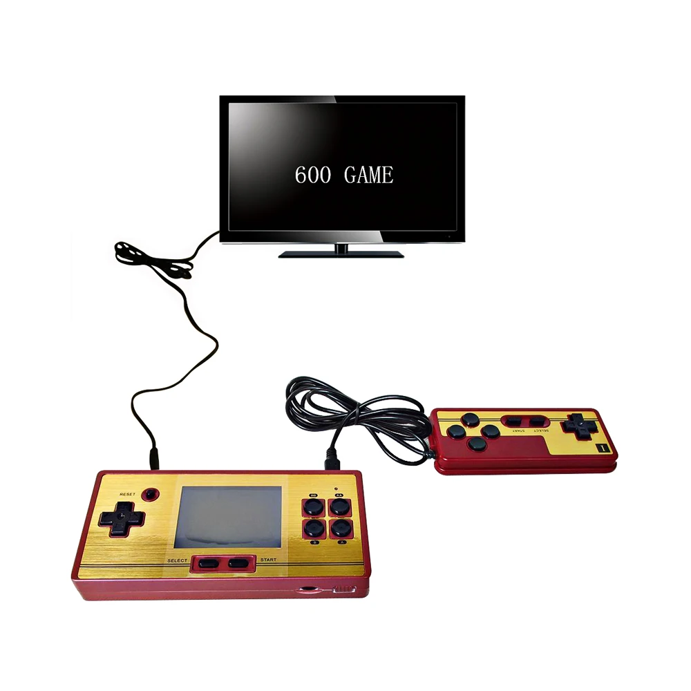 Retro games video game console handheld game console 600 in 1 games children 2.6 inch screen add one joystick 8bit for family 