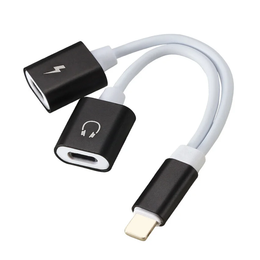 For iPhone X 7P headphone adapter iphone8 dual lighting line control two in one listening song charging line For iPhone X 7P headphone adapter iphone8 dual lighting line control two in one listening song charging line