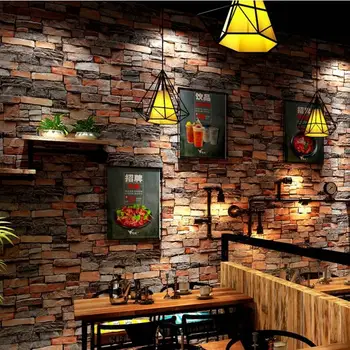 

3D retro waterproof brick pattern wallpaper 3D stone brick wallpaper Living room bedroom background wallpaper roll
