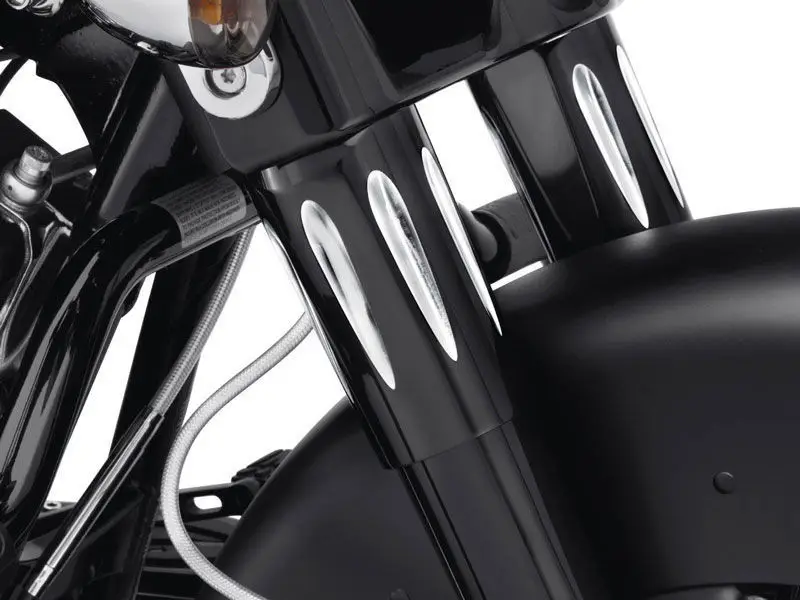 AUFER Deep Edge Cut Black Billet Aluminum Fork Boot Slider Cover Cow RSD For Harley Touring 1984-2019 