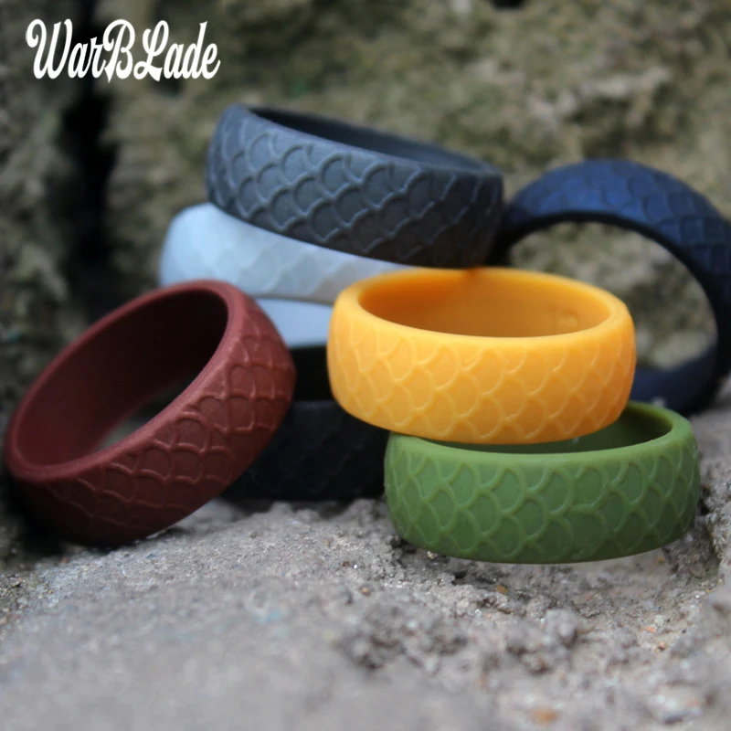 8.7 Millimetri Di Pesce Bilancia Patter Food Grade Fda Anelli In Silicone Ipoallergenico Flessibile Anello Di Barretta Del Silicone Degli Uomini Di Go