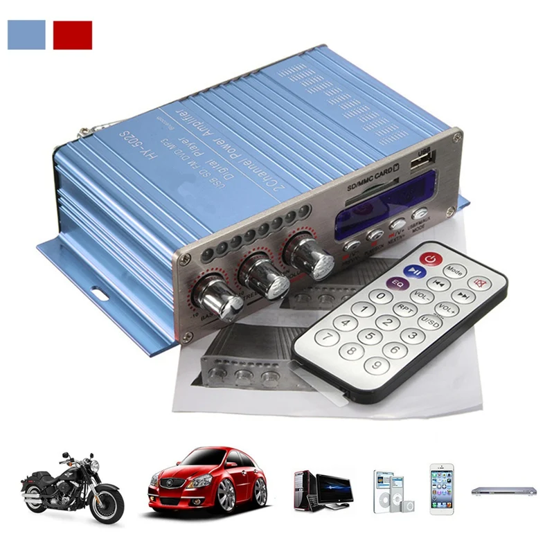 

HY502S Bluetooth Car Power Amplifier Stereo Sound Mode HiFi 2 Channel Mini Digital FM Audio + MP3 Speaker Music Player