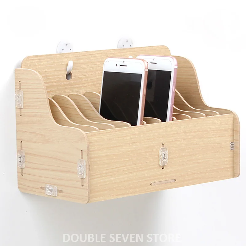 Hanging wooden mobile phone management storage box desktop office