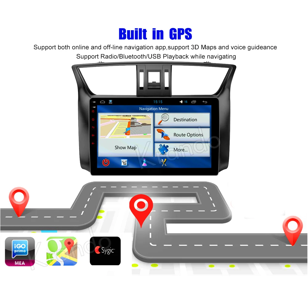 Discount Krando Android 8.1 9" IPS Full touch car Multimedia player for Nissan Sentra 2012+ Bluebird Sylphy 2012+ audio player gps wifi 3