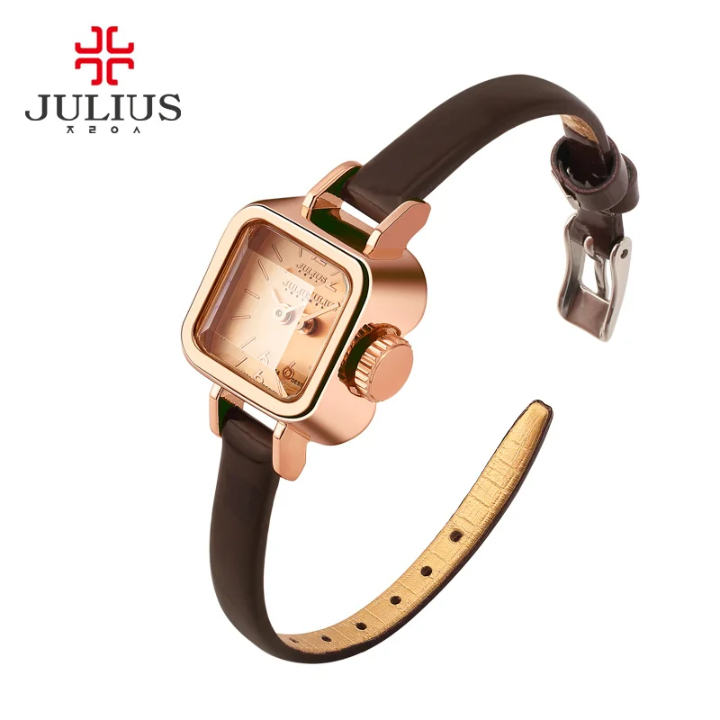 Женские кварцевые часы Julius с желтым золотом модельные браслет Япония Movt