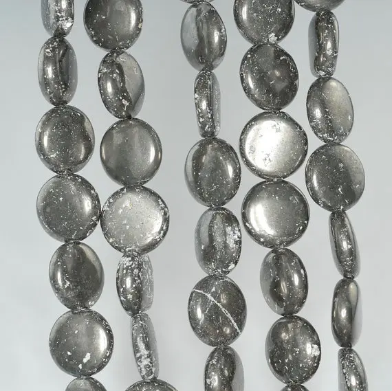 

12mm Iron Pyrite Gemstone Grade AB Flat Round Circle Loose Beads 15.5 inch Full Strand (90185928-853)