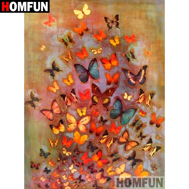 

HOMFUN 5D DIY Diamond Painting Full Square/Round Drill "Color butterfly" Embroidery Cross Stitch gift Home Decor Gift A08995