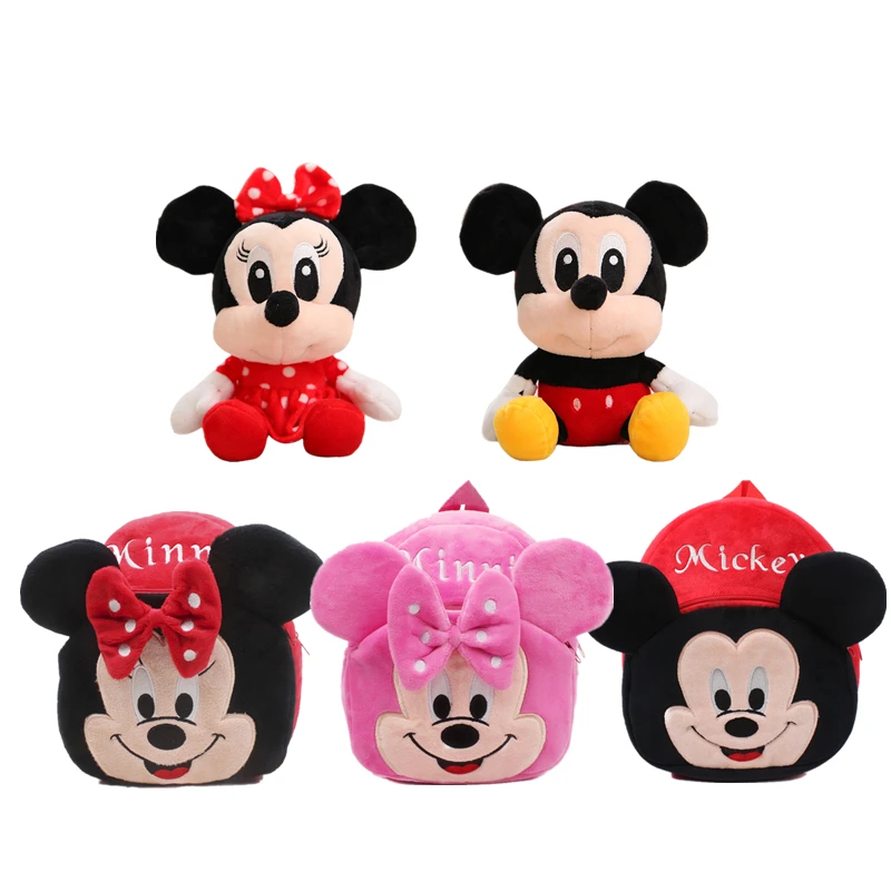  Disney Mickey Mouse Minnie Cute Cartoon Animal Stuffed Plush Backpack Dolls Toys Kindergarten Mini  - 33018619118