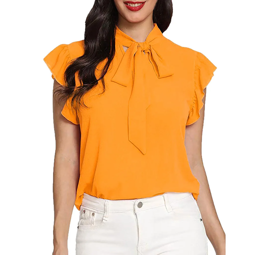 

2019 Women Tops Womens Tops And Blouses Black Chiffon Women Clothing Sailor Collar Petal Sleeve Casual Womens Shirts