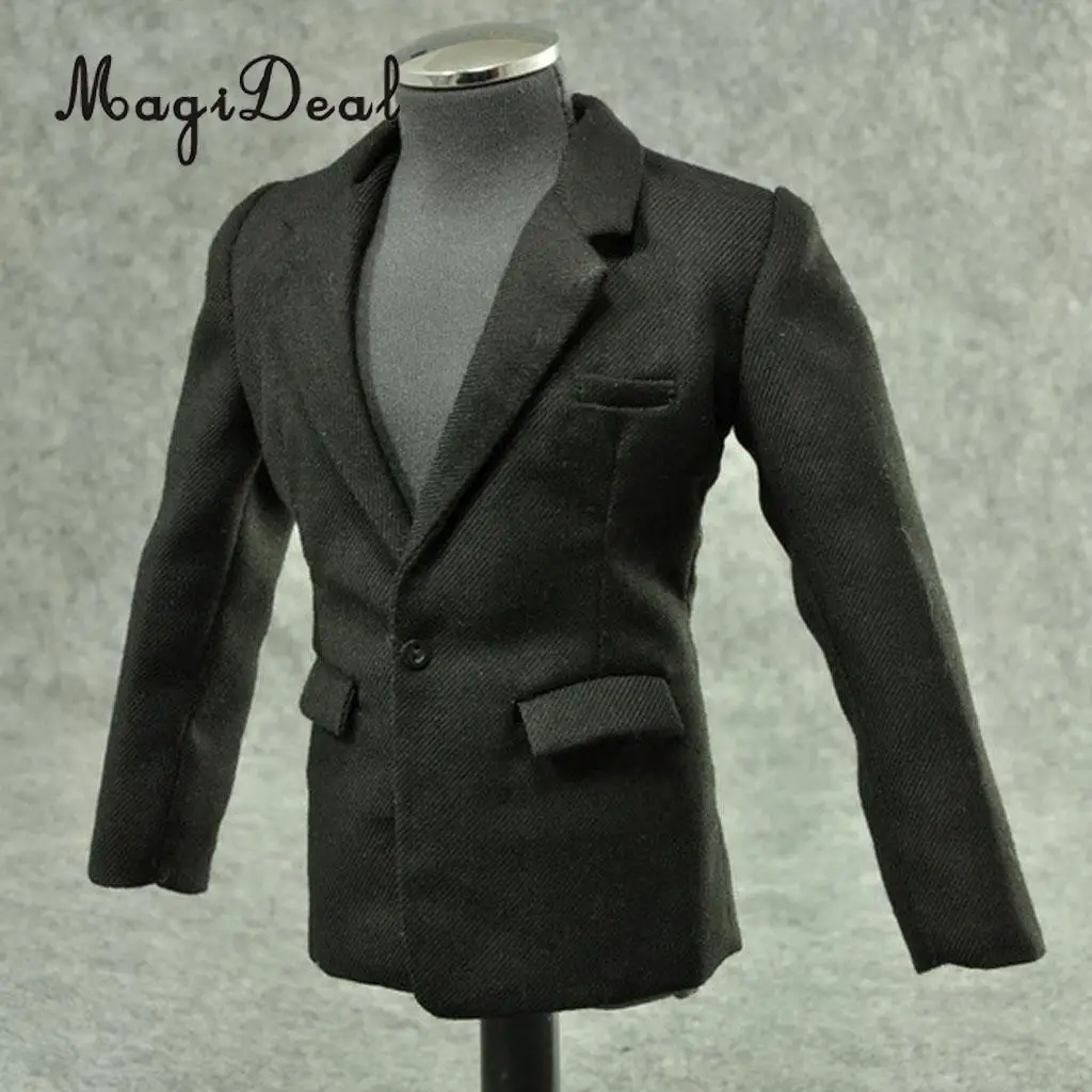 Cool 1/6 Scale Fabric Black Suit Full Set for 12 Inch Male Action Figure Body Dolls Clothes Accessory Toy