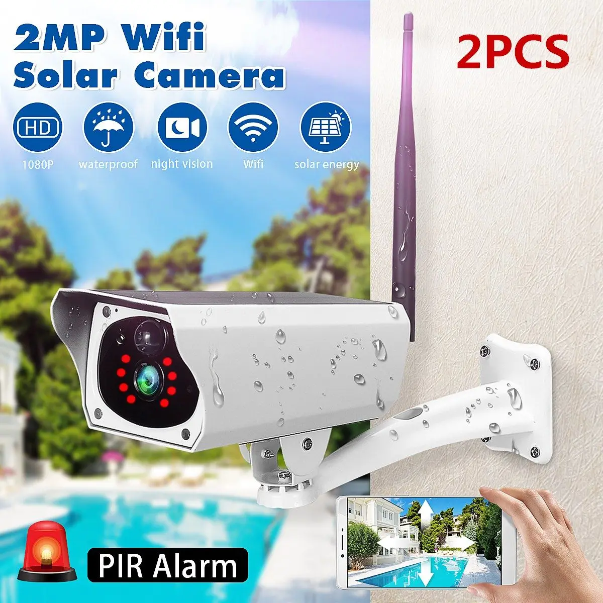 

1080P HD Wifi Wireless Camera Home Security Surveillance Waterproof Outdoor Solar Camera IR Night Vision Audio Camera Speaker