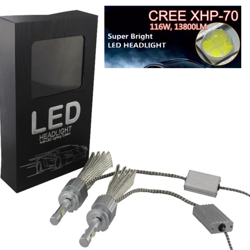 

Auto Cree XHP 70 Chip LED Headlight Kit Car Bulbs EMC driver H4 H7 H1 H11 9005/06/12 XHP70 LED Headlight Bulb Error Free CANBUS