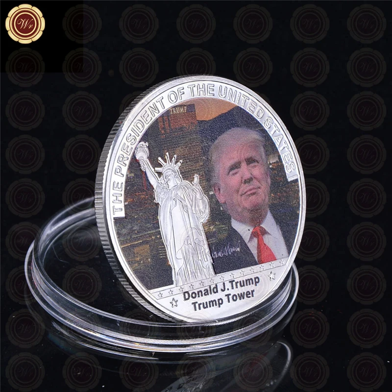 Президент Дональд Трамп памятная монета качество Посеребренная Биткойн Коллекционная Подарочная бита монеты памятные