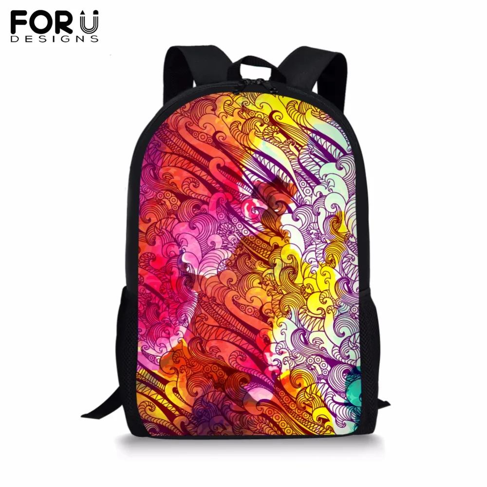 

FORUDESIGNS Customize Picture Backpack for Teenager Girls Boy Color Collision School Bag Children's BookBag Student Mochila