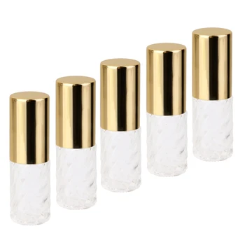 

5x Empty Roller Bottles Steel Ball for Essential Perfume Oils Glass Aromatherapy Roll-on Bottles 5 ML