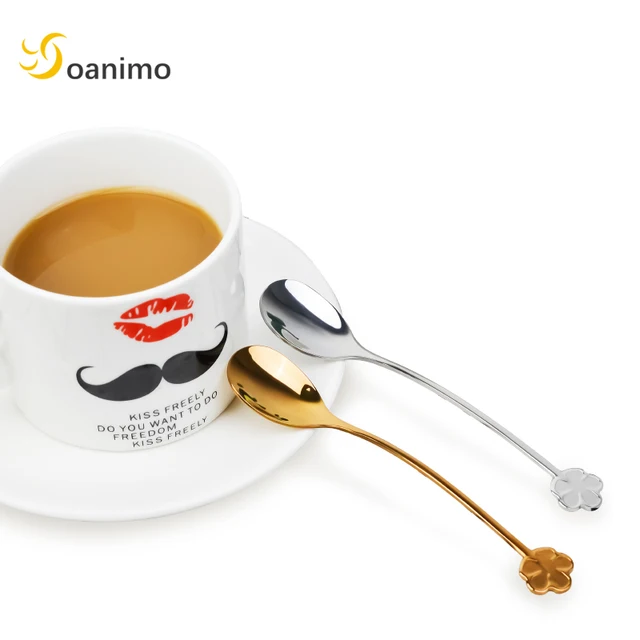 Best Price Soanimo 1pc Stainless Steel Coffee Scoops Flower Shape Flatware Cutlery Mini Dessert Spoon Icecream Tea scoop Coffeeware 