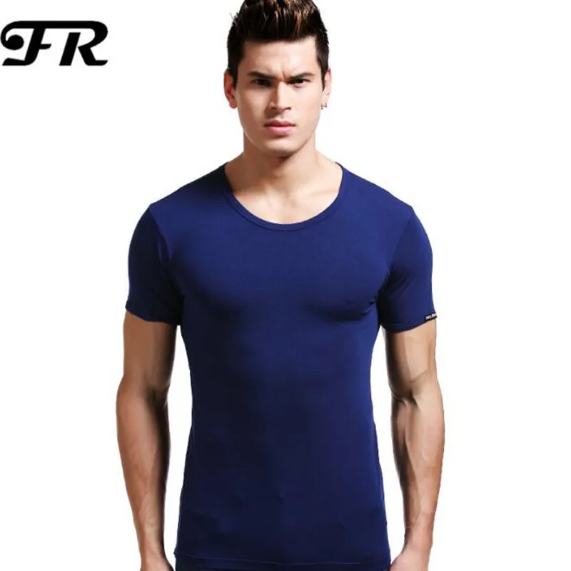 FR Men's Modal Summer Tight Fitting T shirt,Men's Short Sleeve T shirt