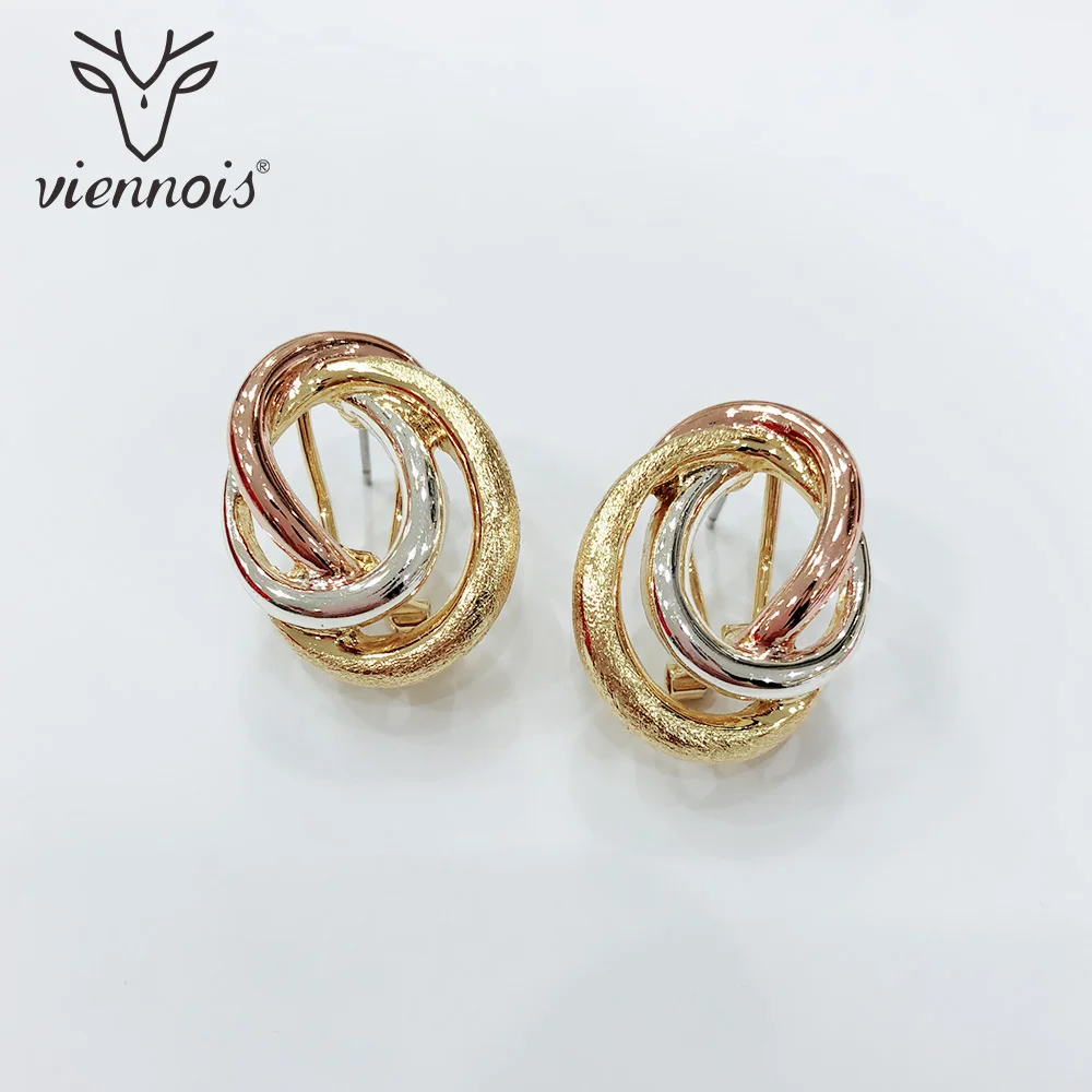 Viennois, модные золотые, серебряные, розовые, золотые, с узлом, французские зажимные серьги-клипсы, ювелирные изделия для женщин, три цвета, маленькие серьги