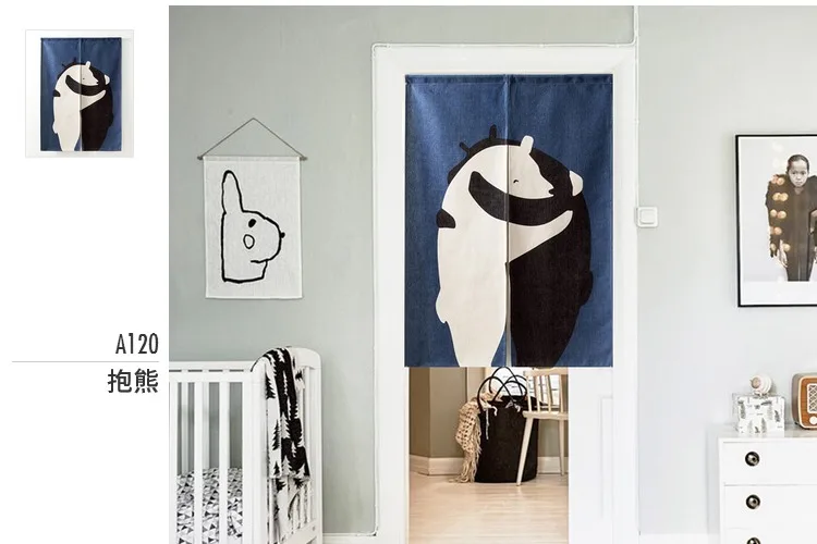 Nordic Носки с рисунком медведя из мультика ребенок животных простой современный двери Шторы Лен Гобелены исследование Спальня Домашний