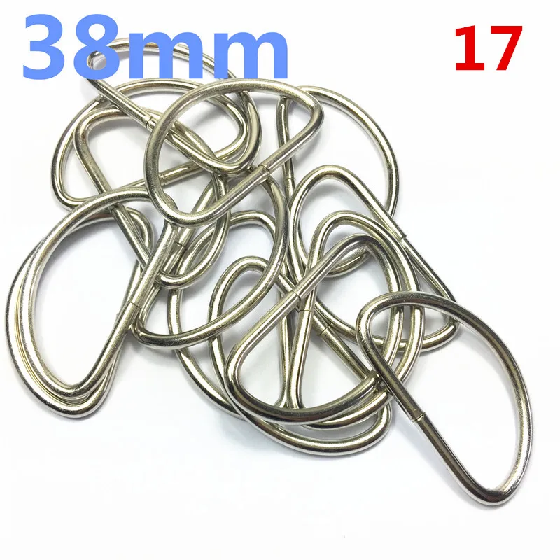 38mm silver Dee Rings for NonWelded D ring Non-Welded Nickel Plated D-Rings Webbing Strapping Bags Garment Accessories Buckle