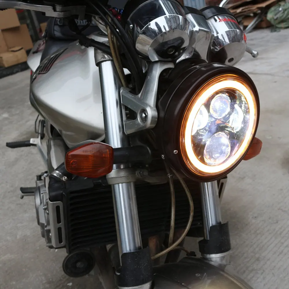 Светодиодный налобный фонарь Marlaa 7 дюймов с зажимом для мотоциклов Honda CB400 CB1300 Suzuki