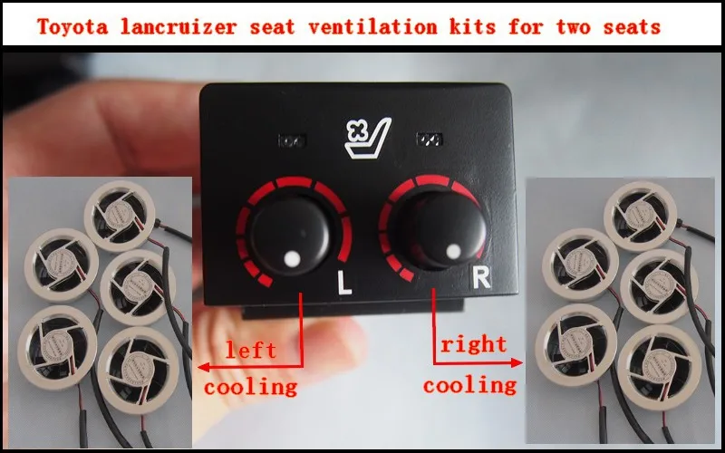 car seat ventilation kits for Toyota lancruizer, two seats per set , 5 fans per seatin