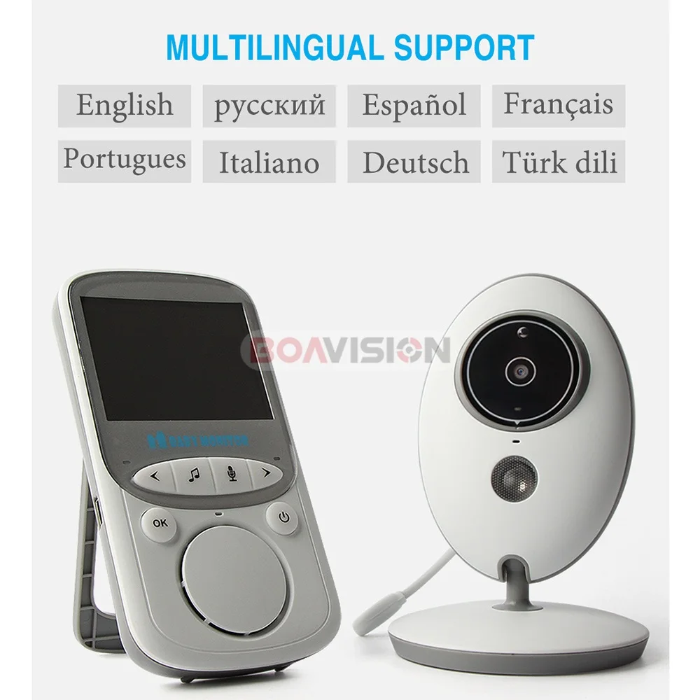 BOAVISION VB605 portátil de 2,4 pulgadas LCD Wireless Baby Monitor Video Radio cámara de niñera intercomunicador IR Bebe Cam Walkie hablar con la niñera - 6