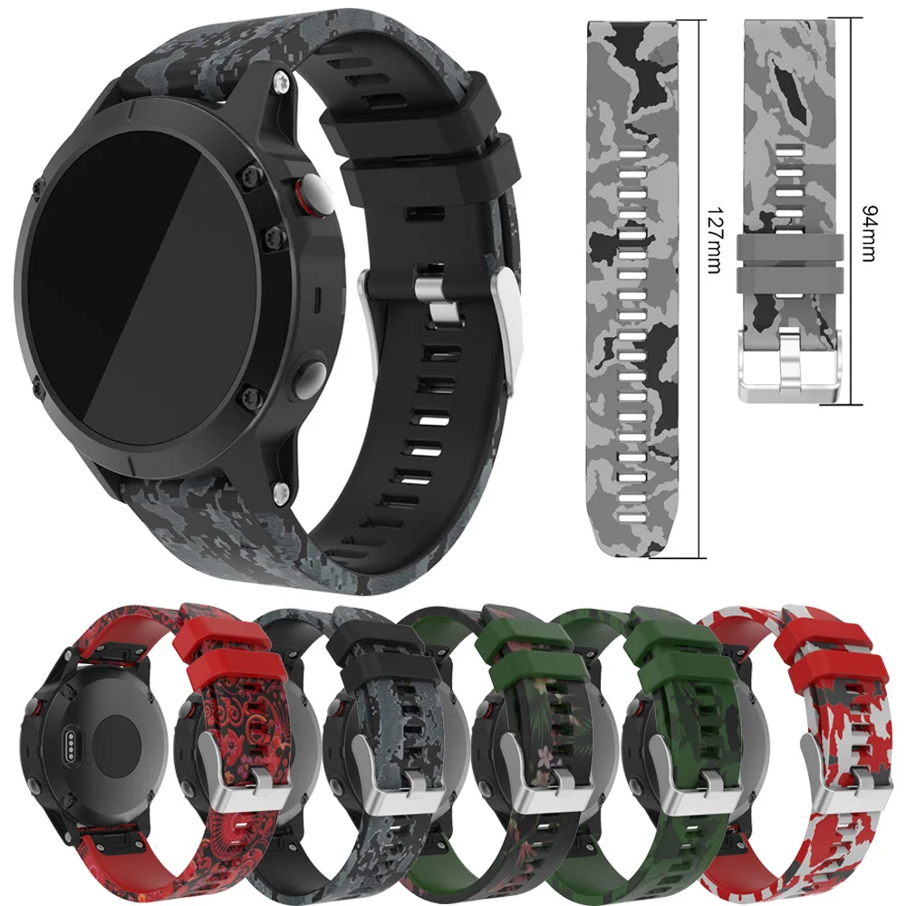 Bracelet Sport en Silicone imprimé Camouflage pour montre connectée Garmin  Fenix 5 / 5 Plus, 22mm, Bracelet de rechange en caoutchouc - AliExpress