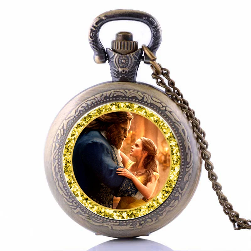 Косплей Фильм Красавица и Чудовище кварцевые карманные часы аналоговый кулон ожерелье цепочка для мальчиков и девочек