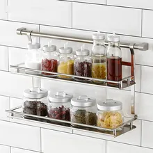 Двойной крючок с крюком, настенная кухонная подвеска, кухонный 304 из нержавеющей стали, стойка для приправ Lu 41816