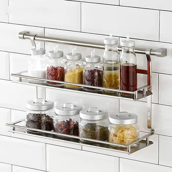 

Double hook with hook wall hanging Kitchen pendant kitchen 304 stainless steel seasoning rack Lu 41816