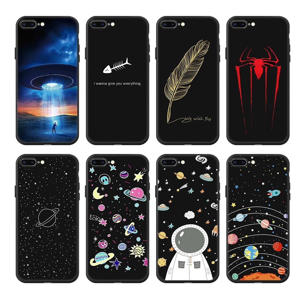 

Universe Spider Feather Printed Case For iPhone 6 6S 5 S SE 7 8 Plus X Case Soft Silicon Coque For iPhone XS XR Max Cover Fundas