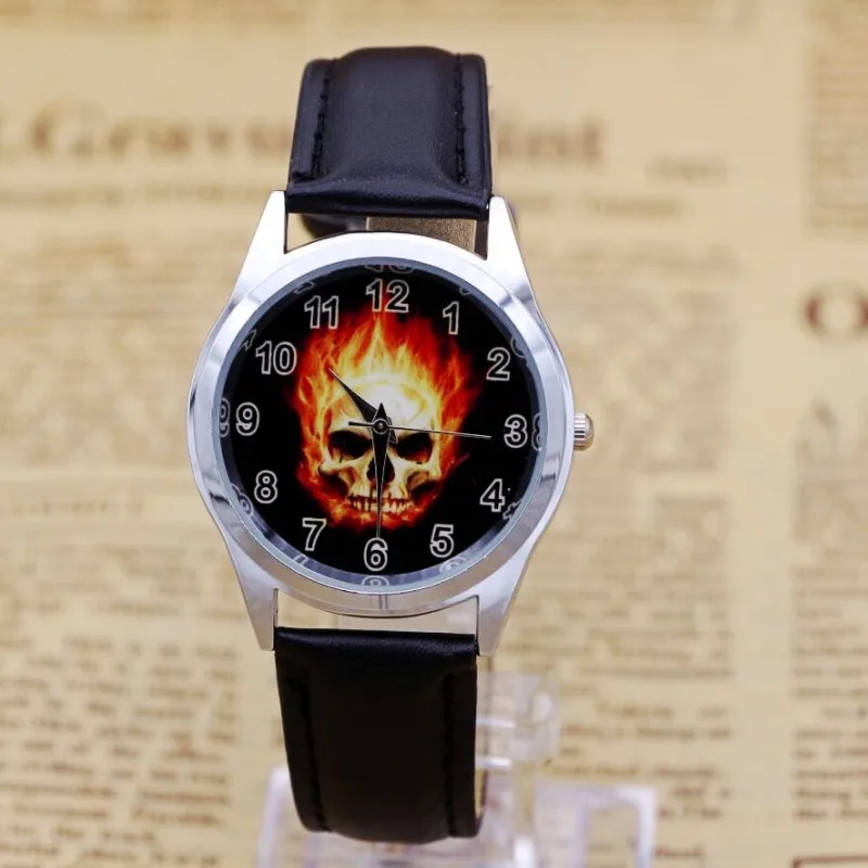 

New fashion children boys Super Hero cool skull quartz digital watches students kids leather strap kids watch