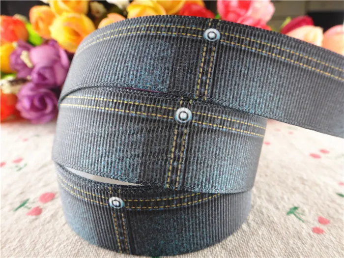 

16010211, new arrival 7/8'' (22mm) 5 yards jean printed grosgrain ribbons cartoon ribbon hair accessories