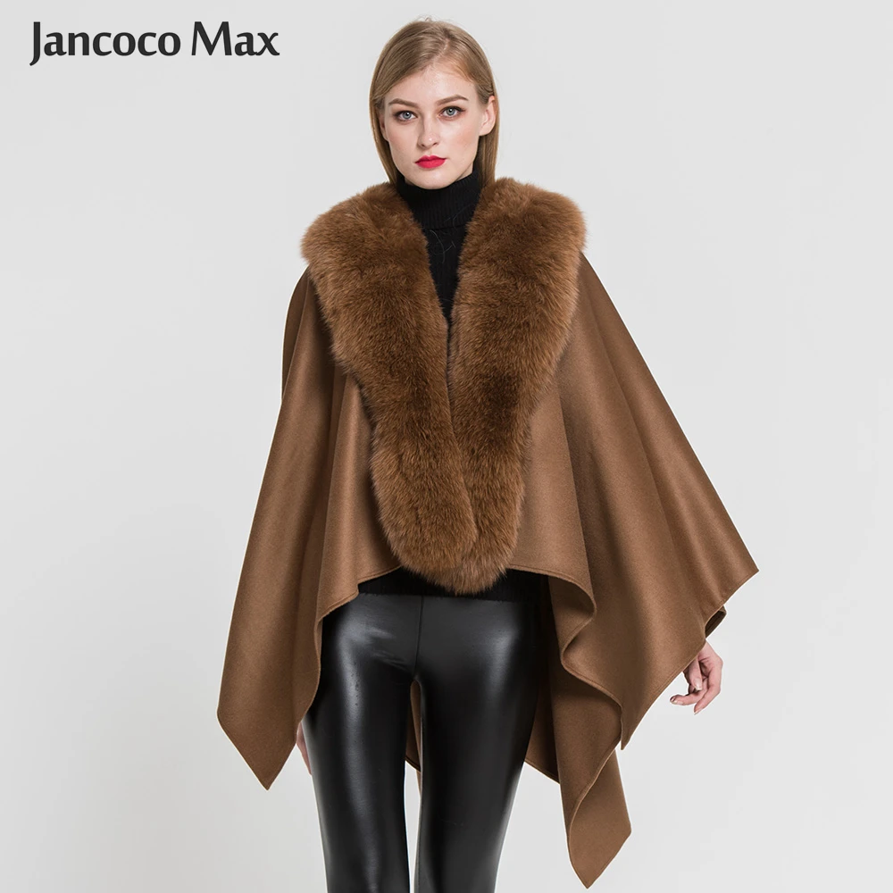 Ladies' Genuine Cashmere Ponchos Fashion Style Fur Capes With Real Fox