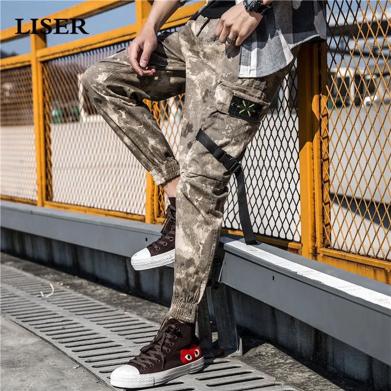 

LISER Camouflage pants Men 2019 Joggers Pants Streetwear Sweatpants Pantalones Hombre Pockets Loose Hip Hop Cargo Pants Men