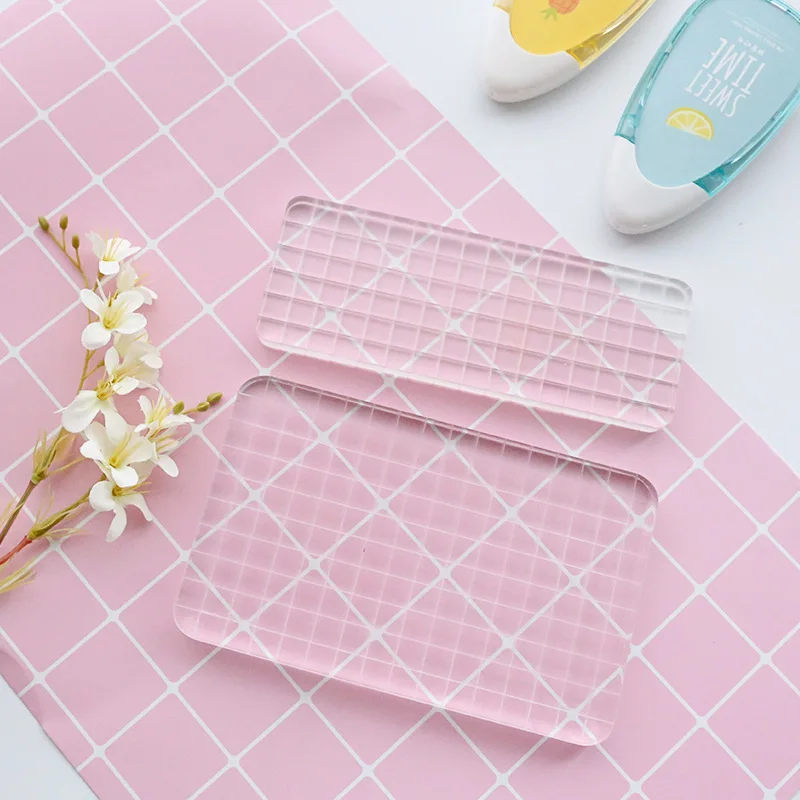 

16CM*10 CMClear Acrylic Scrapbook Clear Stamp Board Hand Press Handle Tool For Seal Stamp DIY Craft Stamp Board