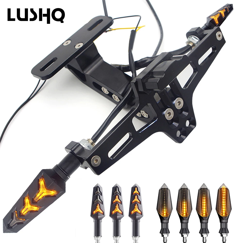 

For honda xr kawasaki z900 yamaha fazer fz6 suzuki bandit 650 simson s51 Motorcycle LED License Plate Bracket holder Adjustable