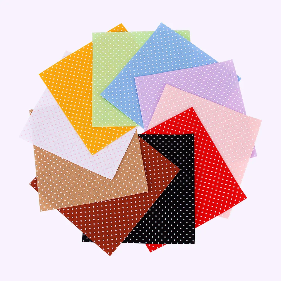 

30X30CM Printed Felt DIY Polyester Dot Pattern Fabric For Handmade Nonwoven Craft kids Cloth Book Gift 10Pcs/Set