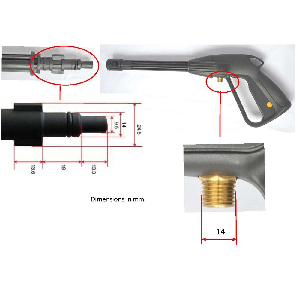Car Washer Spray Gun Lance Nozzle High Pressure Washer Jet Water Gun Wand Tip Car Clean Pressure Gun for Champion Hammer Crosser 6