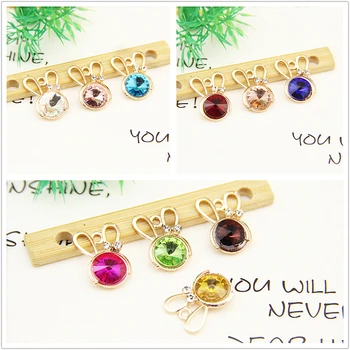 

10pcs/lot fashion Cute Crystal Rabbit Pendants for Jewelry Making Key chain Bracelet earring Accessories Handmade DIY Craft