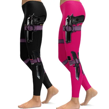

Women Fitness Yoga Pants Spy Firearms Printing Sport Running Pants Bodybuilding Gym Quick Dry Gym Leggings Sport Women Fitness
