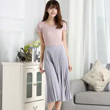 Юбки женские макси юбки из натурального полиэстера хлопок Европа и Америка Настоящее стиль женские плиссированные тонкие юбки