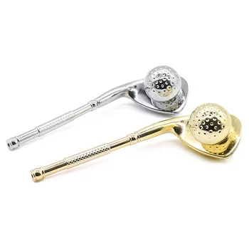 

2 PCS Deluxe Gold Sliver Golf Style Metal Smoking pipe