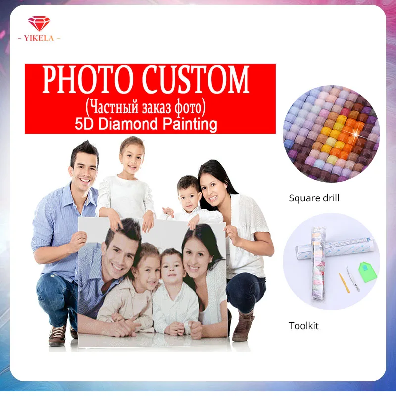 

YIKELA 5D DIY Wedding Birthday Friend Gift Photo Custom Diamond Painting Home Decoration Full Square Diamond Embroidery Stickers