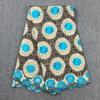 

High Quality African Swiss Cotton Voile Lace Khaki Turquoise Blue 058 Free Shipping 5Yds Lot 100% Cotton Lace For Wedding