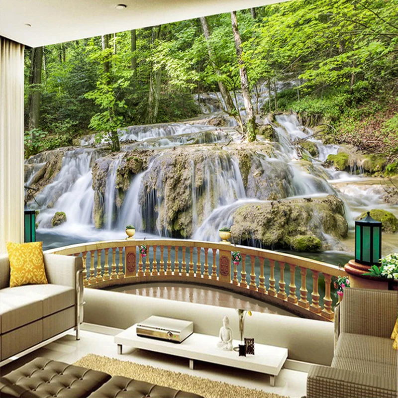 Téléchargement gratuit Images Chinese Wallpaper Waterfall Forest Landscape Nature 3d Mural dernière salutations