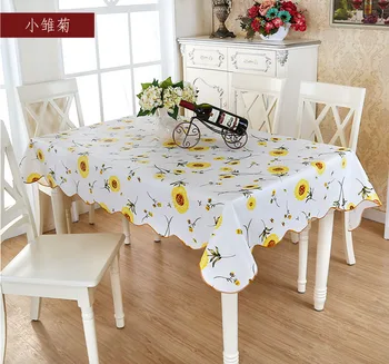 

Picnic dining Garden daisy Oil proof oil cloth PVC pad floral waterproof Vintage YELLOW table cover tablecloth Anti scald